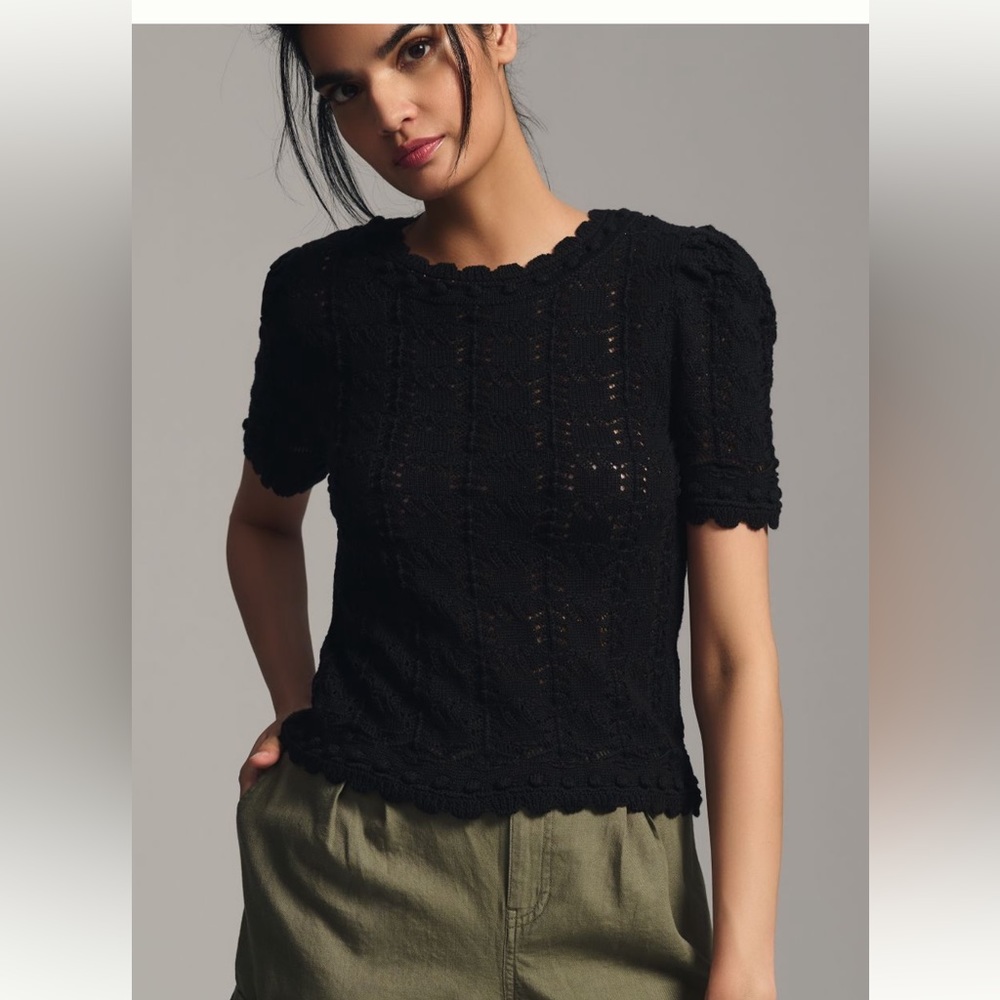 By Anthropologie Pointelle Sweater Tee NWOT